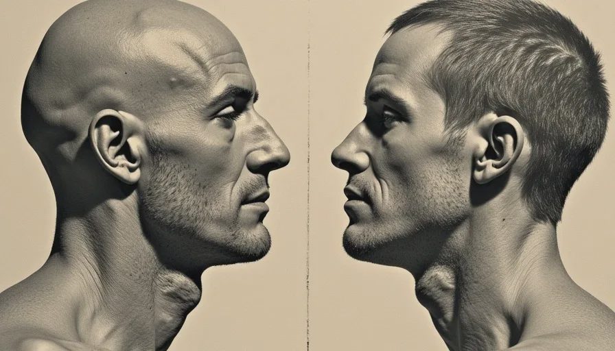 Simian line vs strong head line comparison.
