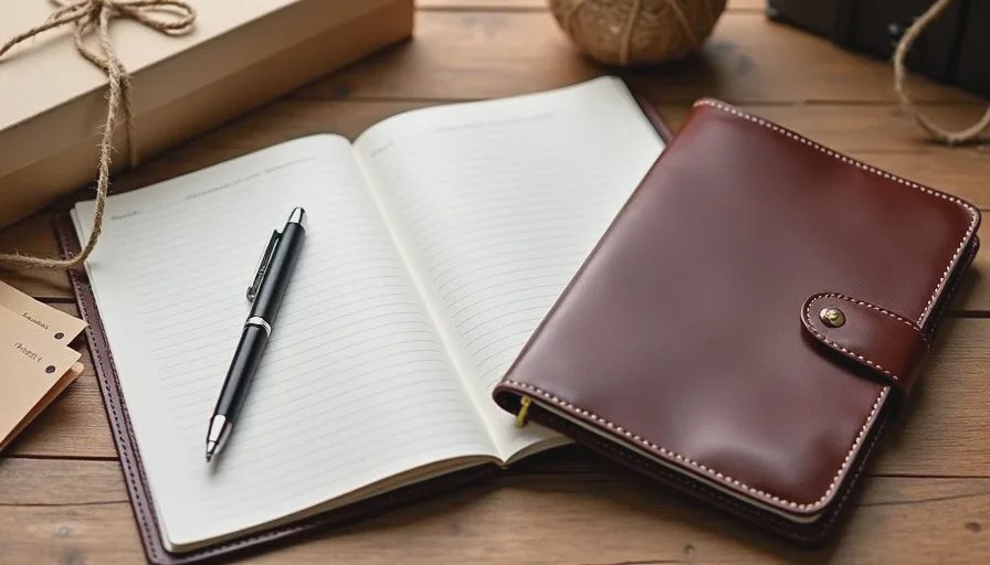 Leather notebook set gift for thinker.