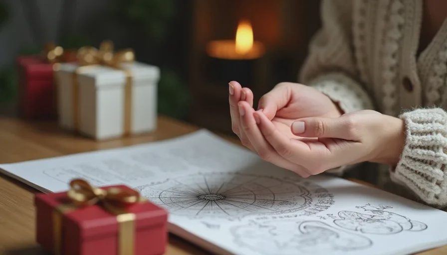 Professional palm reader with gift shop items.